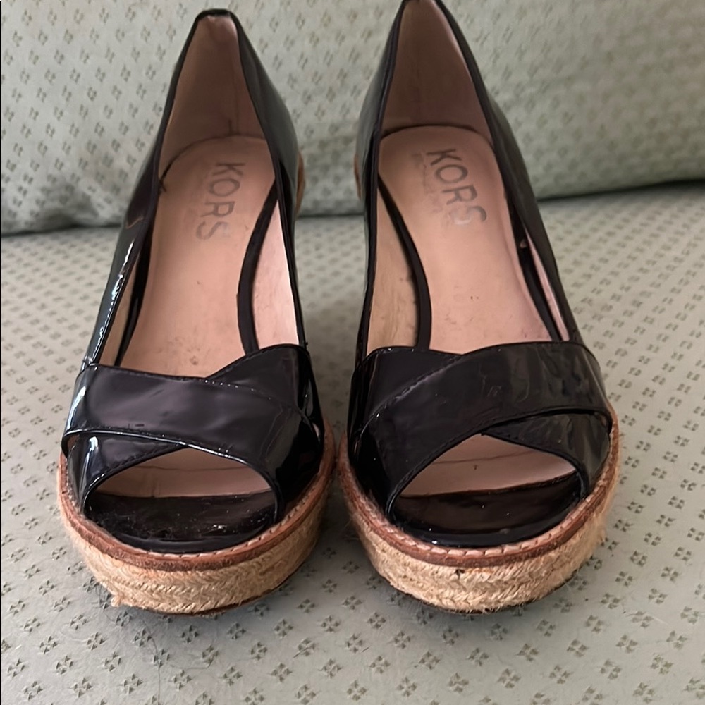 Michael Kors Black Wedge Shoes with Cork Sole